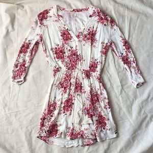 O’Niell Floral Vneck with drawstring waist dress